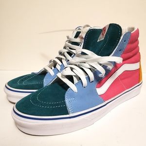 Size 9 Men, Women 10.5 - VANS Sk8-Hi Multicolor Shoes, Pink Yellow, Blue, Green